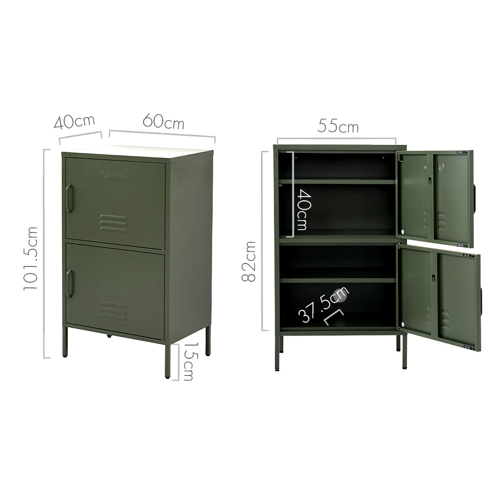 Artiss Double Storage Cabinet Shelf Organizer Bedroom Green