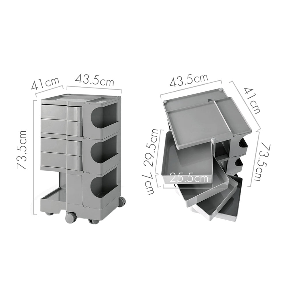 Artiss Bedside Table Side Tables Nightstand Organizer Replica Boby Trolley 5Tier Grey