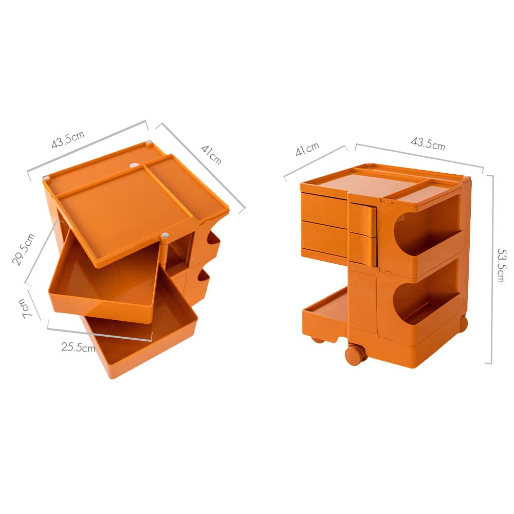 Artiss Bedside Table Side Tables Nightstand Organizer Replica Boby Trolley 3Tier Orange