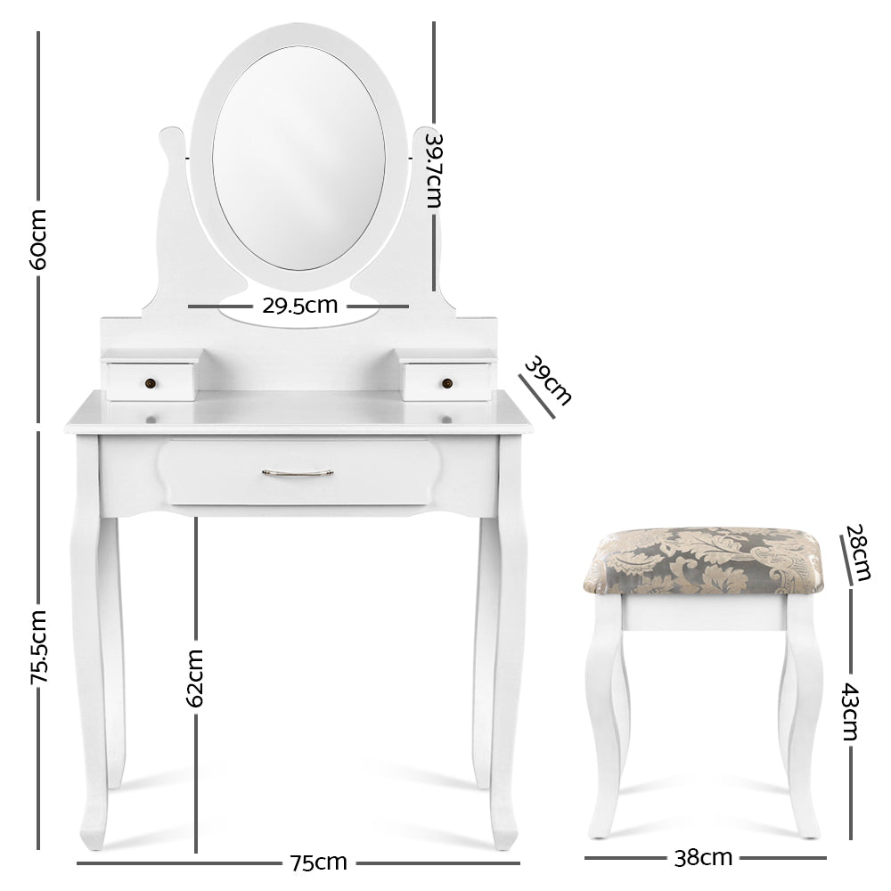 Artiss Dressing Table with Stool - White