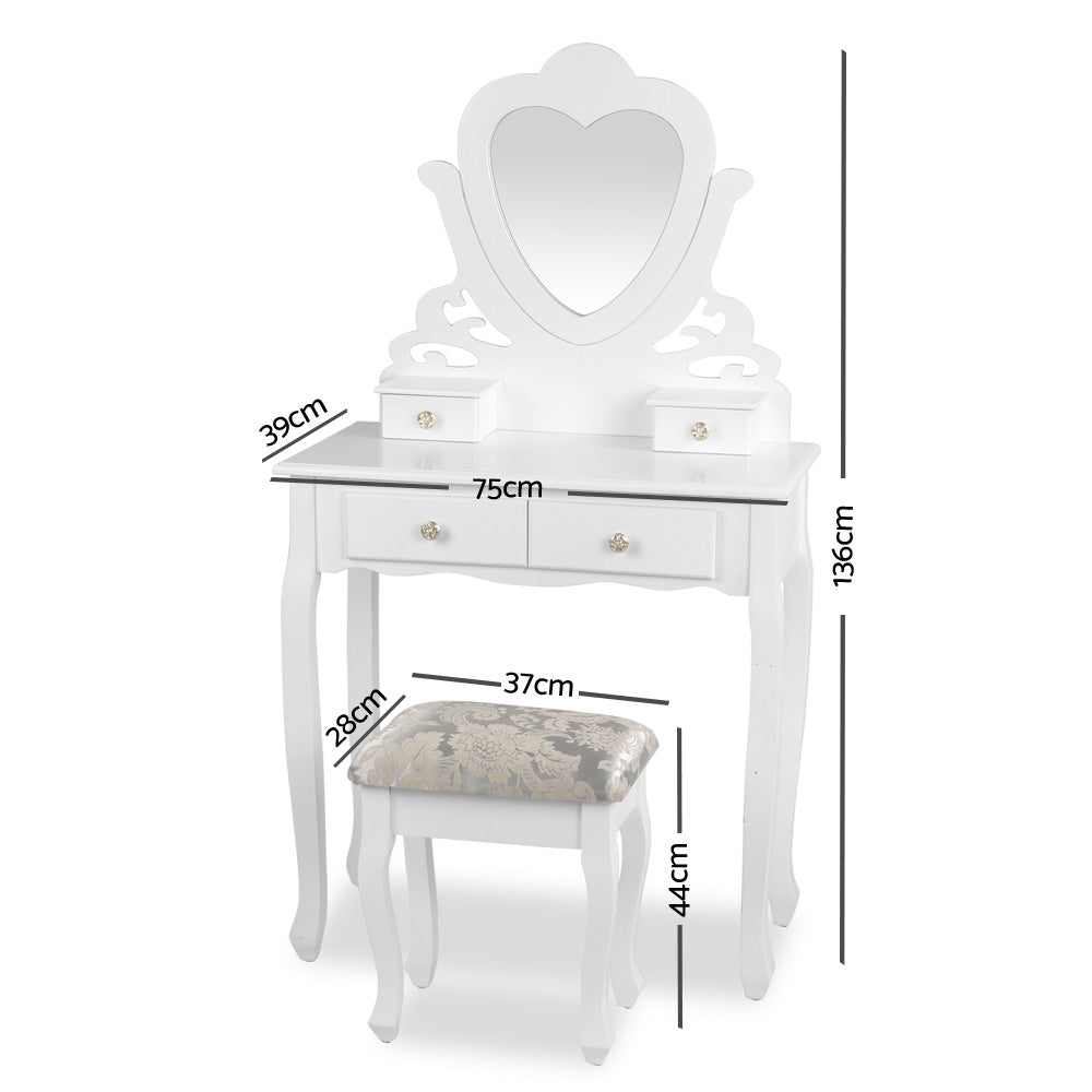 Artiss Dressing Table with Stool - White