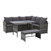 Gardeon Outdoor Furniture Dining Setting Sofa Set Lounge Wicker 8 Seater Mixed Grey