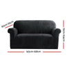 Artiss Velvet Sofa Cover Plush Couch Cover Lounge Slipcover 2 Seater Black