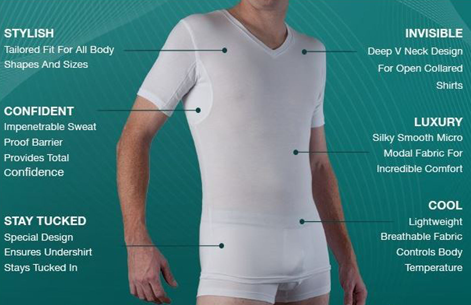 sweat proof undershirt for men crew neck