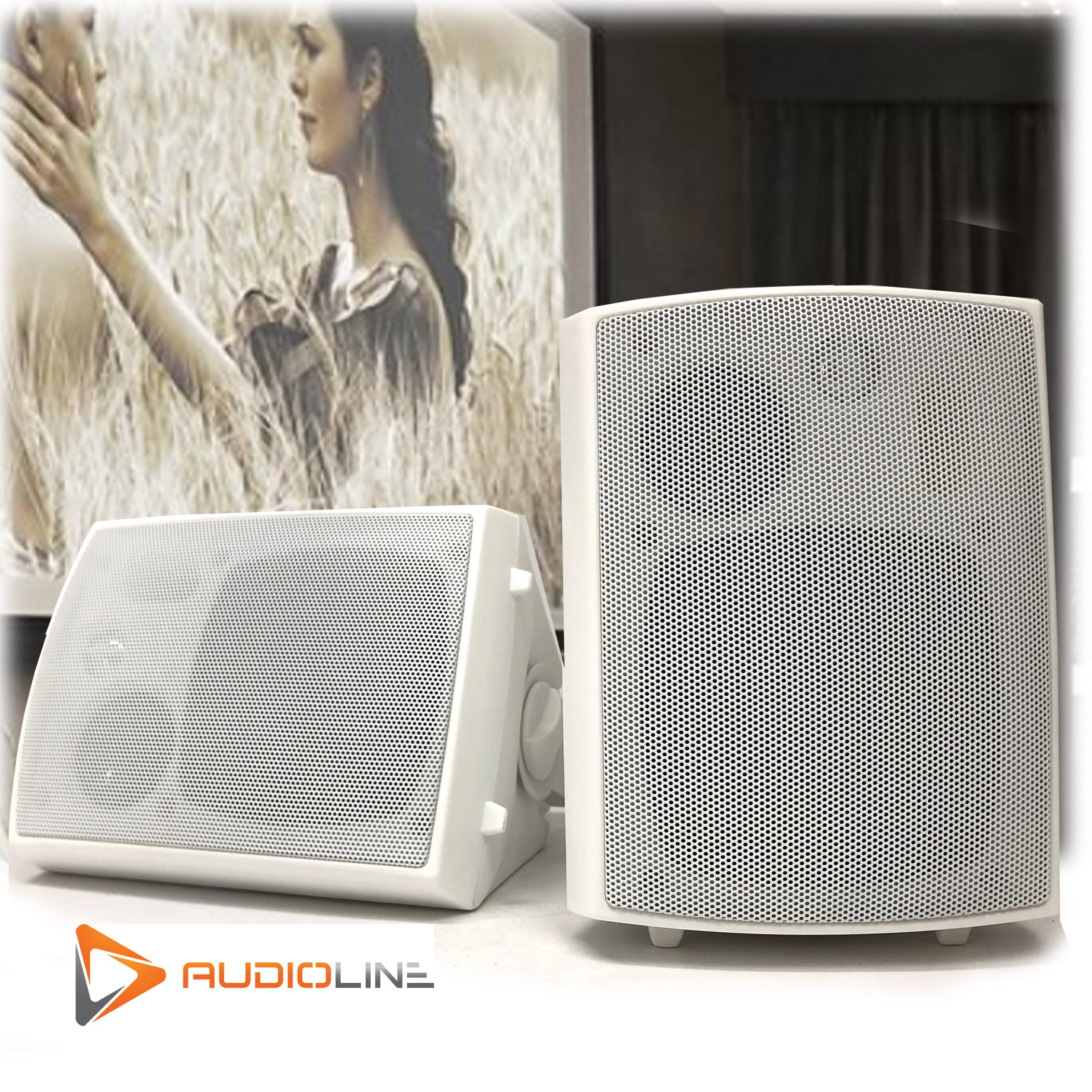 New Audioline Indoor Outdoor Speaker Pair 3-Way 4\