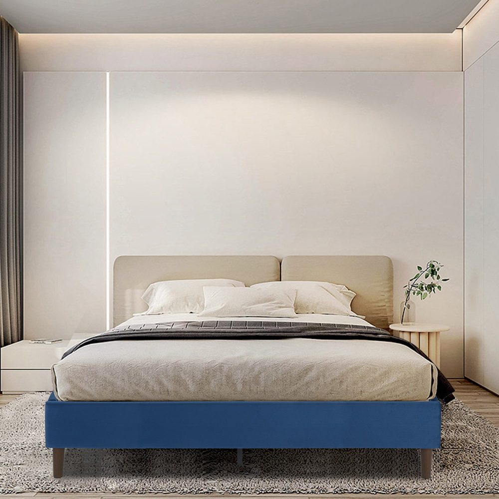 Velvet Blue Bed Frame Single
