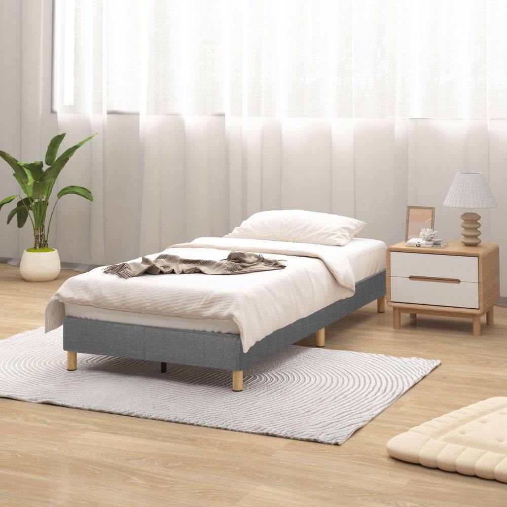 Metal Bedframe Mattress Foundation (Dark Grey) Double