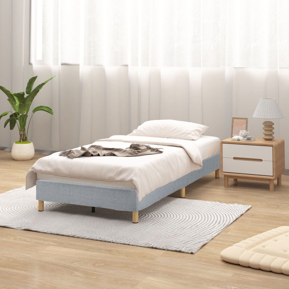 Metal Bedframe Mattress Foundation (Light Grey) Single