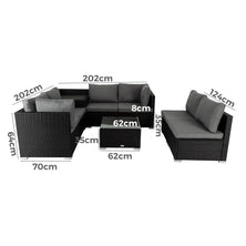8PCS Outdoor Furniture Modular Lounge Sofa Lizard &#8211; Black