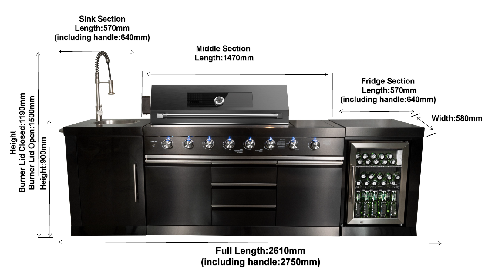 Kingsley 6 Burner Outdoor Kitchen BBQ Package High Grade #304 Stainless Steel
