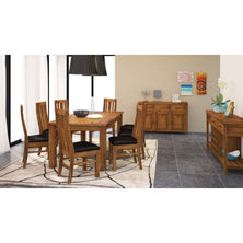 Birdsville 9pc Dining Set 225cm Table 8 PU Seat Chair Solid Mt Ash Wood - Brown