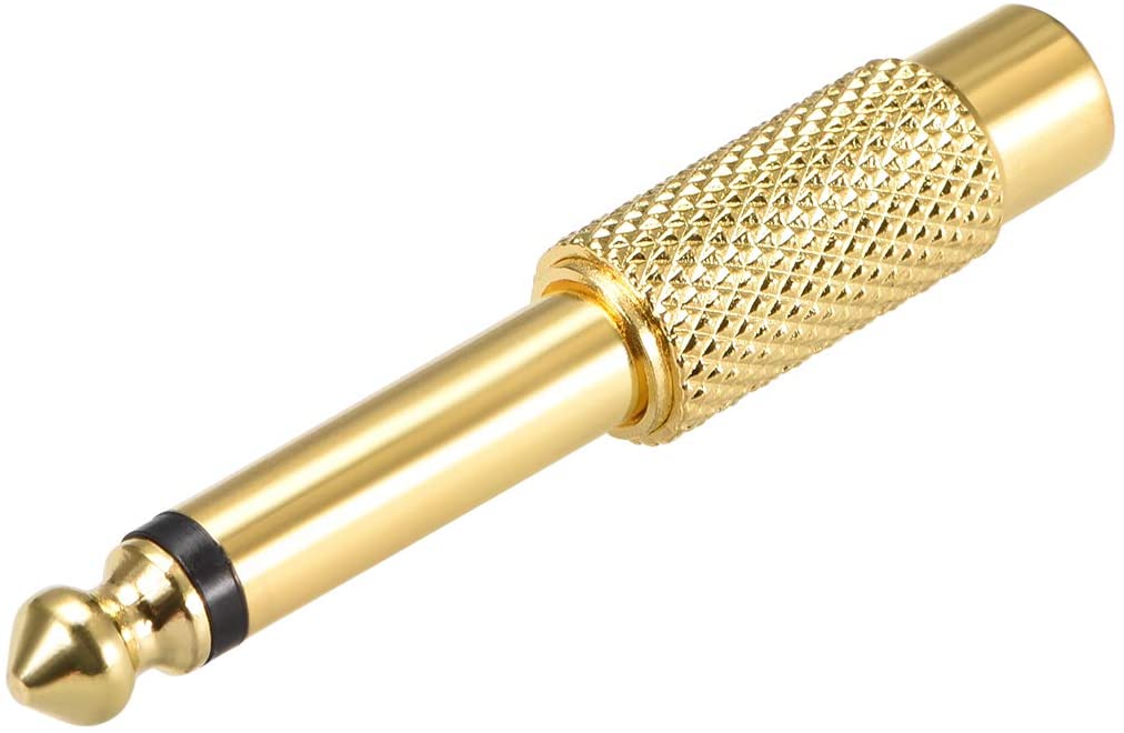1/4 6.35mm Mono Male To RCA Female Audio Connector Adapter GOLD Plated