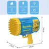 Bubblerainbow 69 Hole Electric Bubble Machine Hand-Held Rocket Gatling Bubble Gun Toy Blue