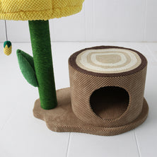 CATIO Log Cat House With Yellow Camelia Cat Scratching Tree