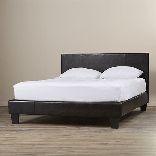 King Single Size Leatheratte Bed Frame in Black Colour with Metal Joint Slat Base