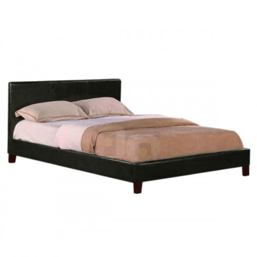 King Single Size Leatheratte Bed Frame in Black Colour with Metal Joint Slat Base