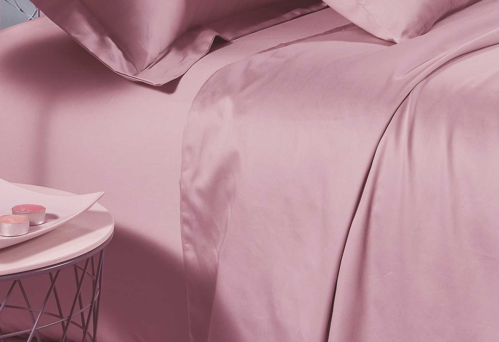 Luxton King Size 500TC Cotton Sateen Fitted Sheet (Pink Color)