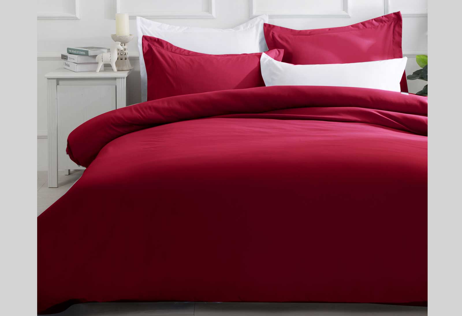 Luxton Queen Size Burgundy Quilt Cover Set (3PCS)