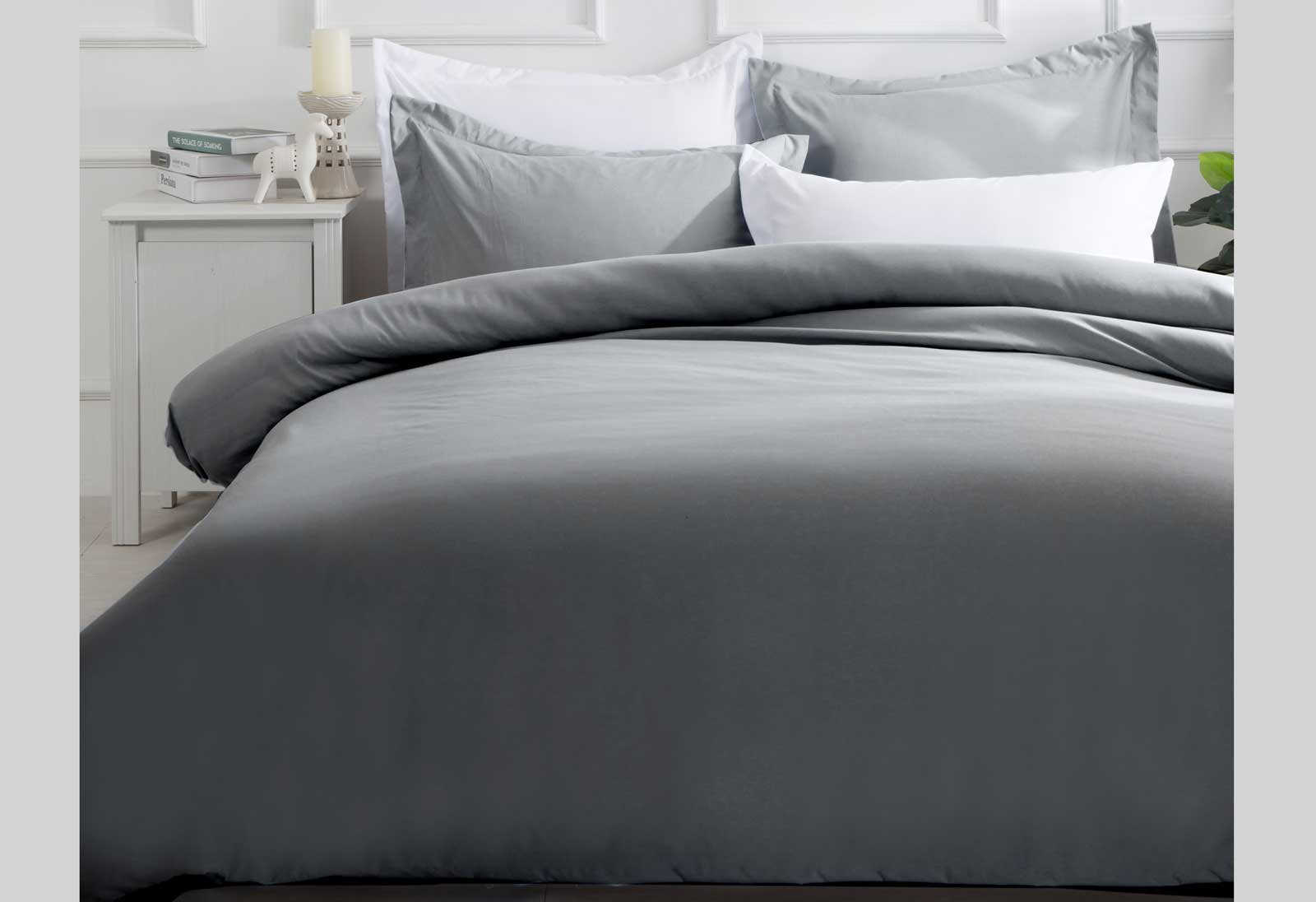 Luxton Queen Size Slate Color Quilt Cover Set (3PCS)