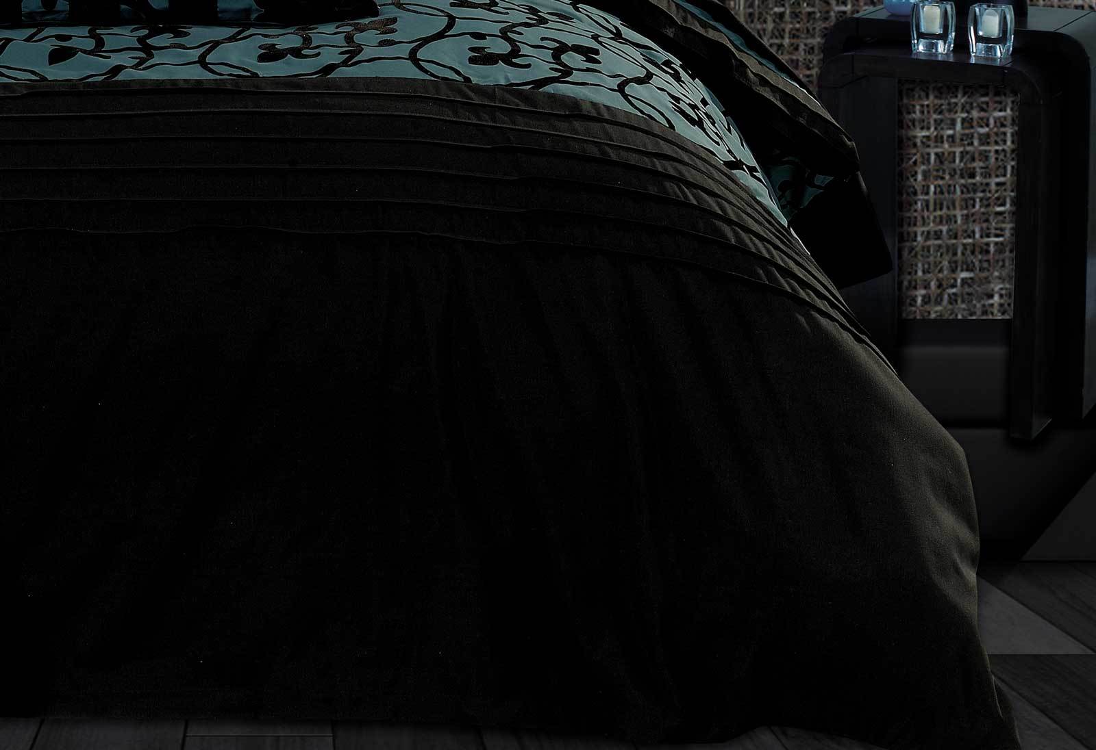 Luxton King Size Dark Teal Black Flocking Quilt Cover Set(3PCS)