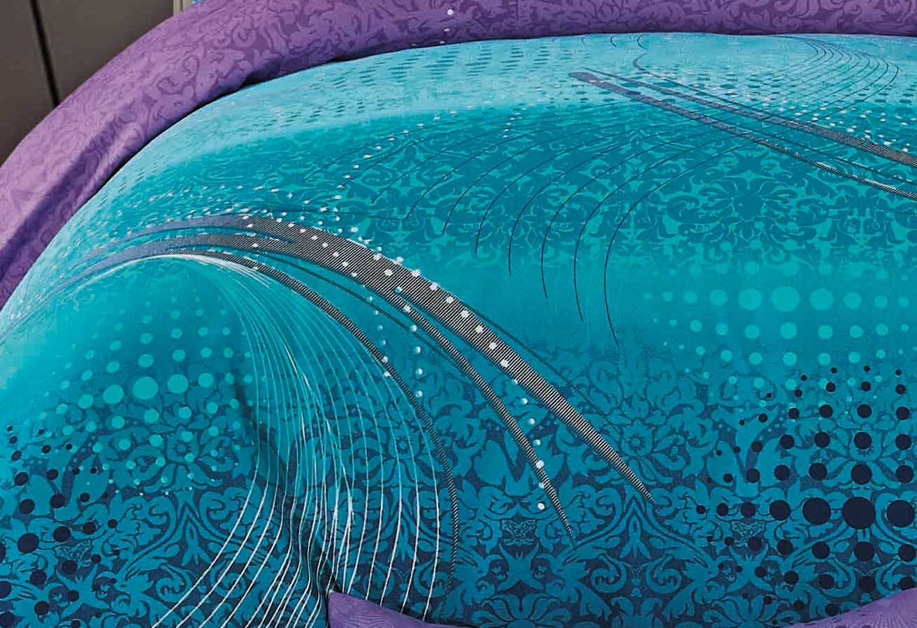 Luxton King Size Turquoise Aqua and Purple Quilt Cover Set(3PCS)