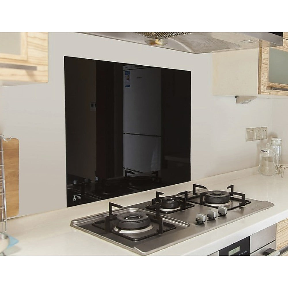 Toughened 60cm x 70cm Black Glass Kitchen Splashback