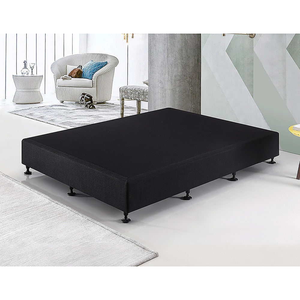 Palermo King Single Ensemble Bed Base Midnight Black Linen Fabric