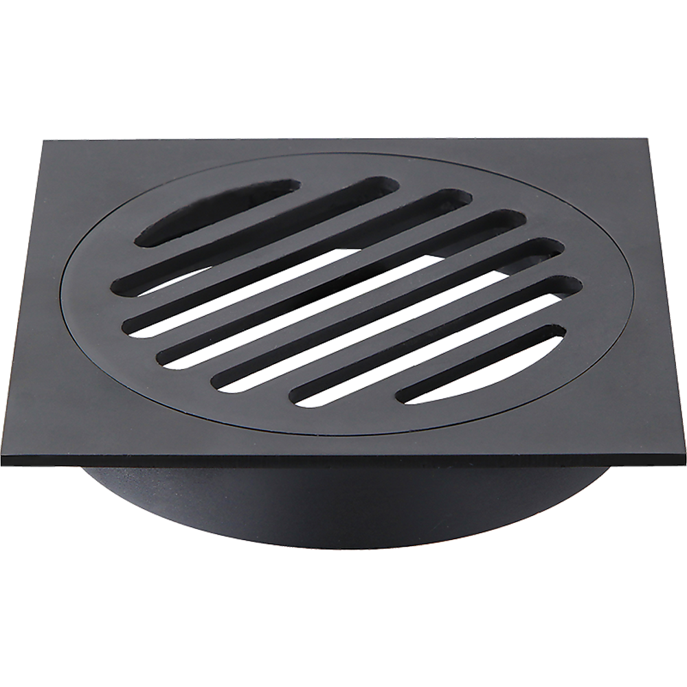 Square Black Floor Grate Drain 110 mm Full Brass Construction
