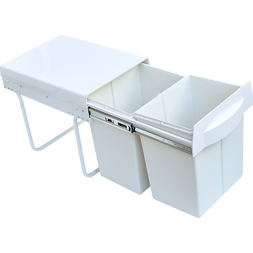 Pull Out Bin Kitchen Double Dual Slide Garbage Rubbish Waste 2X20L