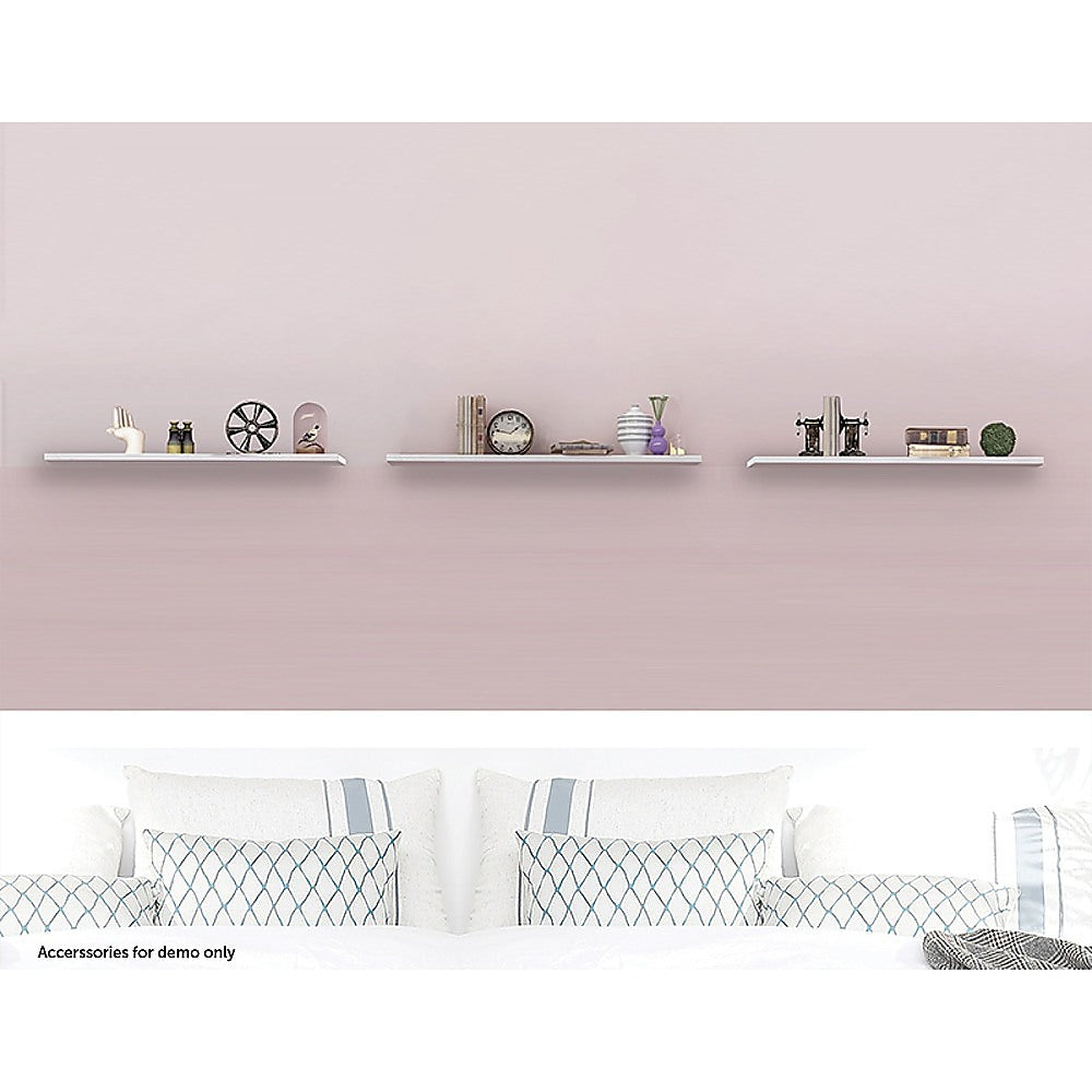 Floating Wall Shelf Wooden Shelves Wall Storage 80cm - White - Pack of 3