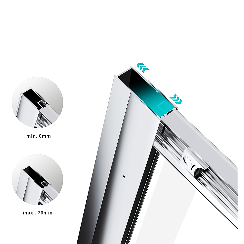 40mm Adjustable Contemporary Corner Sliding Chrome Shower Screen 86 x 92cm