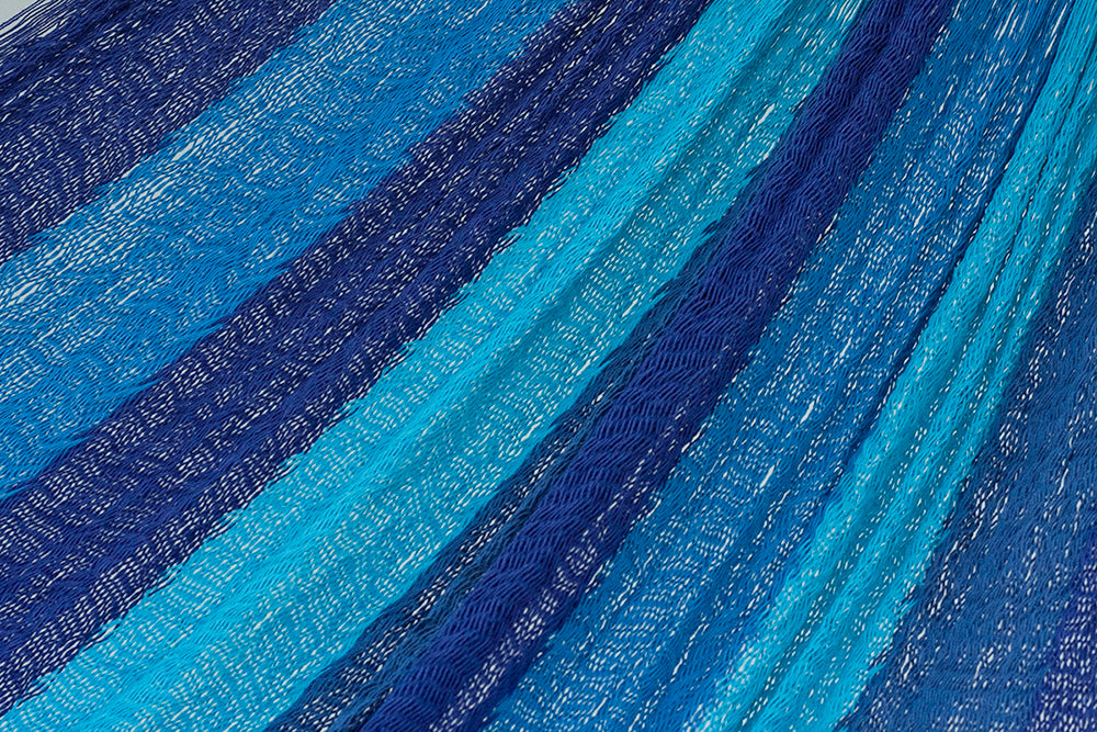 Mayan Legacy King Size Cotton Mexican Hammock in Caribbean Blue Colour