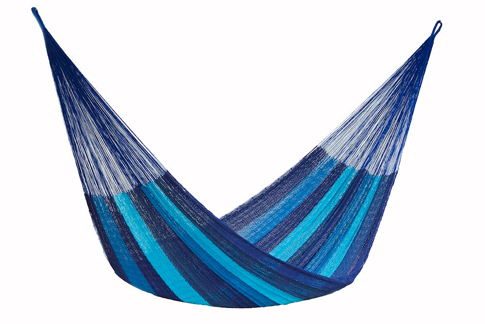 Mayan Legacy King Size Cotton Mexican Hammock in Caribbean Blue Colour