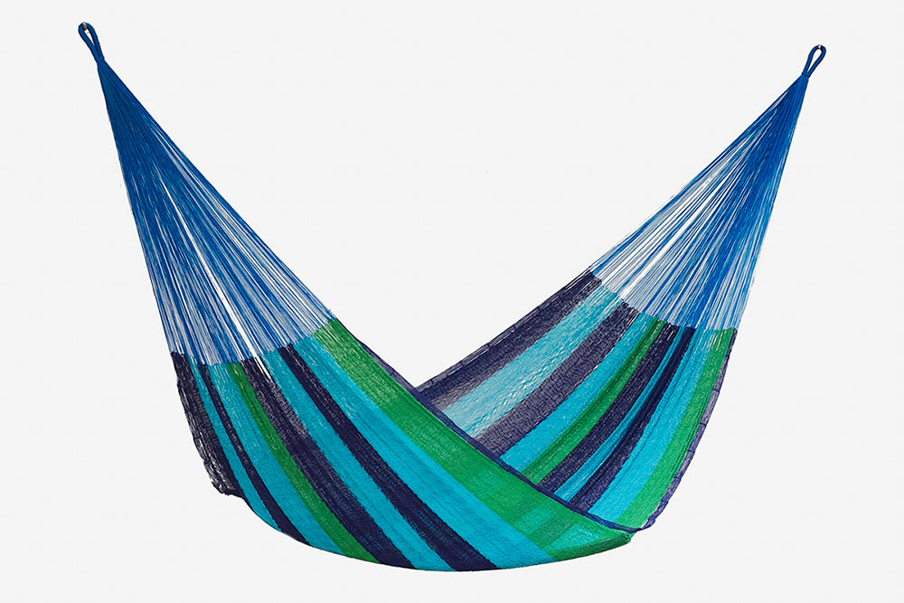 Mayan Legacy King Size Cotton Mexican Hammock in Oceanica Colour