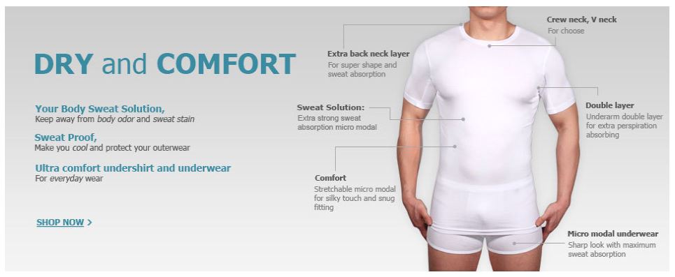 sweat proof undershirt for men crew neck