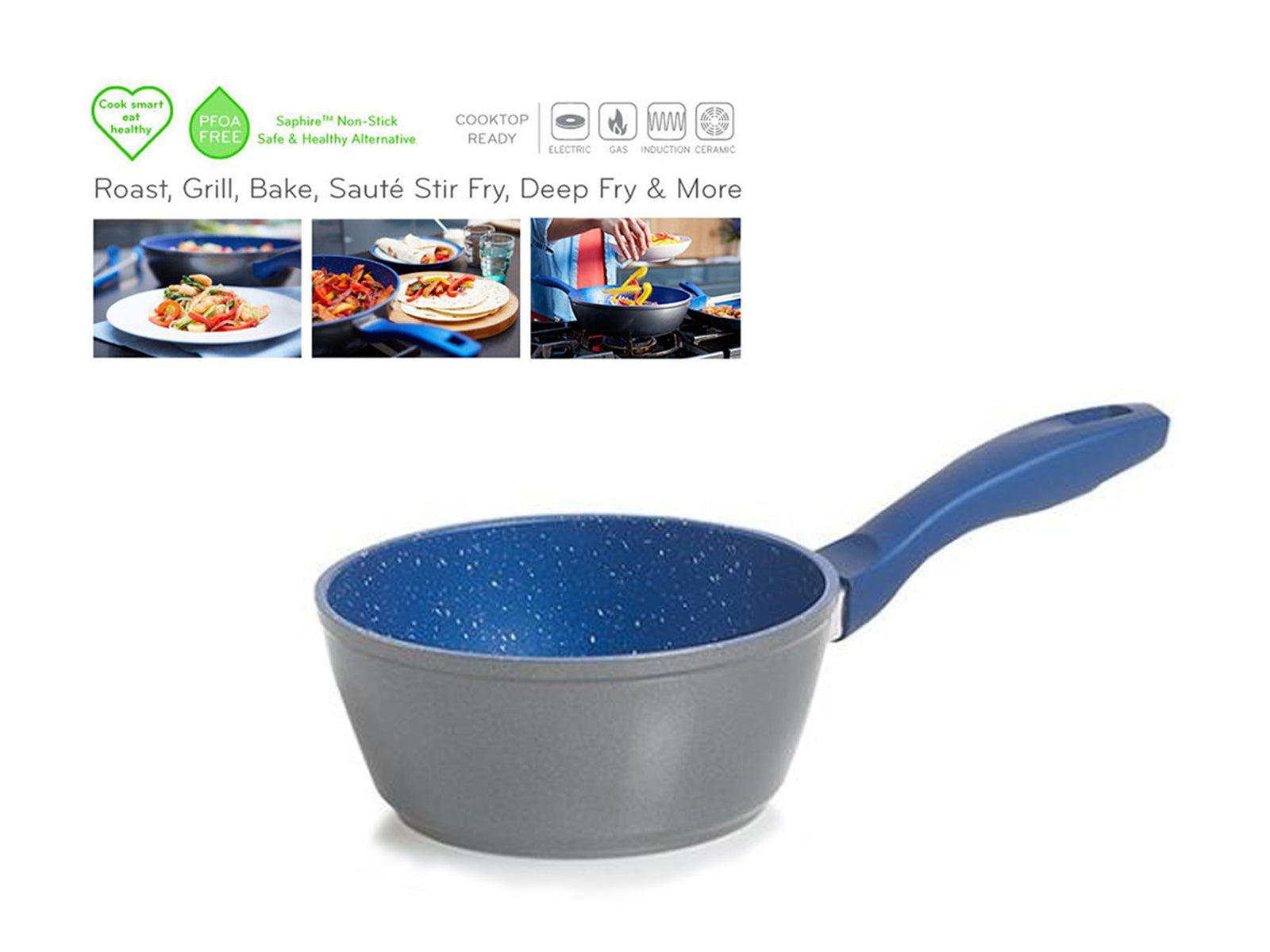 danoz flavorstone 16cm sauce pan blue