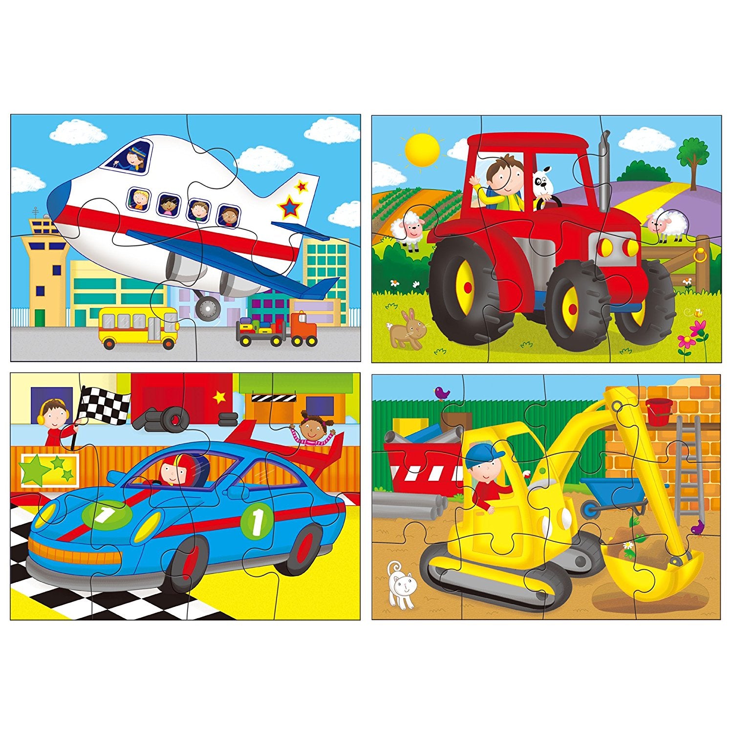 4 puzzles in a box vehicles