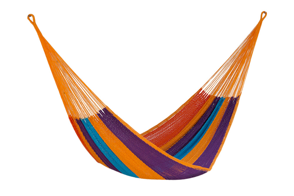 Mayan Legacy Queen Size Outdoor Cotton Mexican Hammock in Alegra Colour
