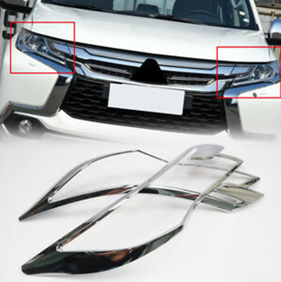 mitsubishi pajero sport front headlight trims chrome my 2015 2019