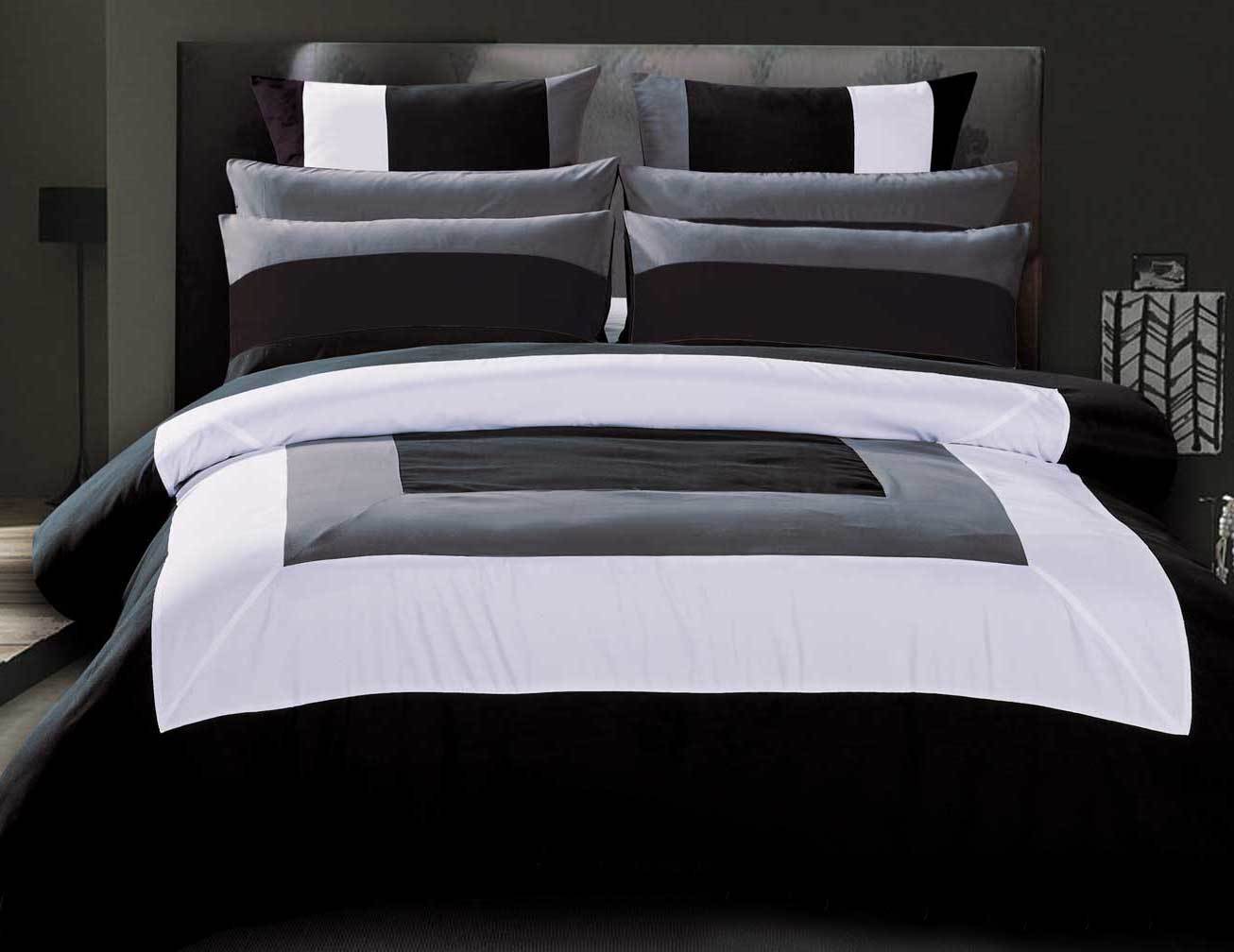 Luxton King Size Black Grey White Quilt Cover Set(3PCS)