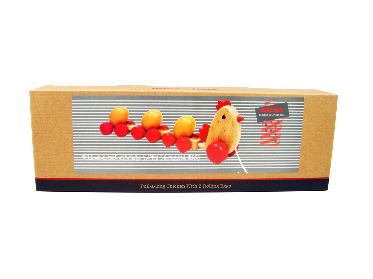 PULL ALONG CHICKEN WITH 3 EGGS